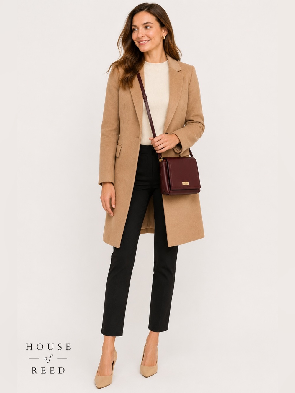 Kate Spade New York Burgundy Leather Crossbody Bag‎ Pink Interior Adjustable